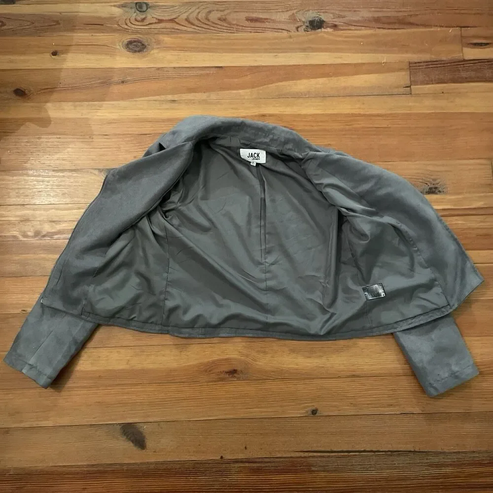 Jack by BB Dakota Gray Faux Leather Moto Biker Jacket Womens Size Small